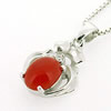 Sterling Silver Pendant/Charm with Agate, 18x11mm, Sold by PC