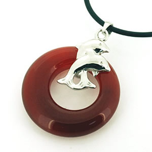 Sterling Silver Pendant/Charm with Agate, 37x28mm, Sold by PC