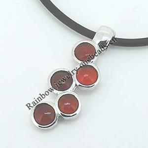 Sterling Silver Pendant/Charm with Agate, 30x11mm, Sold by PC