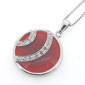 Sterling Silver Pendant/Charm with Agate, 30x21mm, Sold by PC