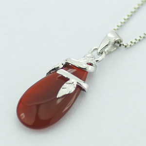 Sterling Silver Pendant/Charm with Agate, 25x9mm, Sold by PC