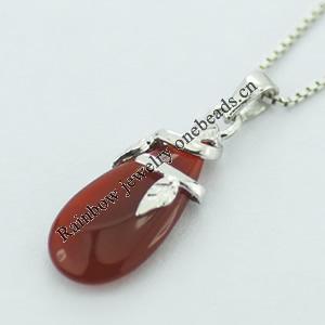 Sterling Silver Pendant/Charm with Agate, 25x9mm, Sold by PC