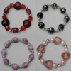 Lampwork & Glass Bracelet, 8-Inch Mix color Mix style, Bead Size:6mm-24mm, Sold by Group 