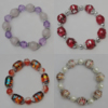 Acrylic & Glass Bracelet, 8-Inch Mix color Mix style, Bead Size:8mm-20mm, Sold by Group 