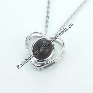 Sterling Silver Pendant/Charm with Agate, 17x18mm, Sold by PC