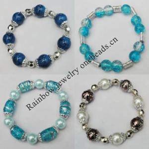 Acrylic & CCB Bracelet, 8-Inch Mix color Mix style, Bead Size:8mm-18mm, Sold by Group 
