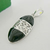 Sterling Silver Pendant/Charm with Agate, 30x13mm, Sold by PC