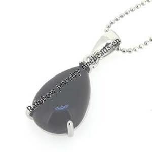 Sterling Silver Pendant/Charm with Agate, 19.23x9.45mm, Sold by PC