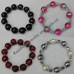 Acrylic & CCB Bracelet, 8-Inch Mix color Mix style, Bead Size:4mm-14mm, Sold by Group 