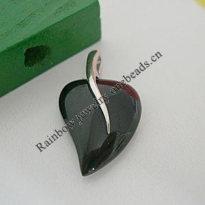 Sterling Silver Pendant/Charm with Agate, 27x14mm, Sold by PC