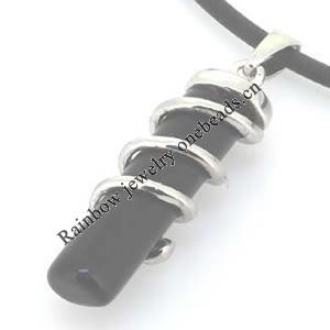 Sterling Silver Pendant/Charm with Agate, 31x11mm, Sold by PC