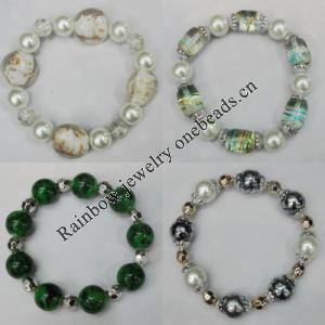 Acrylic & Pearl Bracelet, 8-Inch Mix color Mix style, Bead Size:6mm-18mm, Sold by Group 