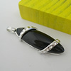 Sterling Silver Pendant/Charm with Agate, 31.47x12.01mm, Sold by PC