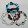 Acrylic & Pearl Bracelet, 8-Inch Mix color Mix style, Bead Size:6mm-18mm, Sold by Group 