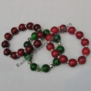 Semiprecious stone Bracelet, 8-Inch Mix color Mix style, Bead Size:8mm-14mm, Sold by Group