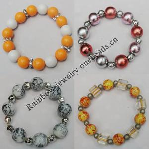 Semiprecious stone & Acrylic Bracelet, 8-Inch Mix color Mix style, Bead Size:4mm-14mm, Sold by Group