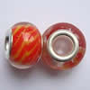 Handmade European Style Lampwork Beads With Silver Color Copper Core, 10x14mm Hole:5mm, Sold by PC