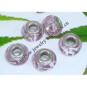 Handmade European Style Lampwork Beads With Silver Color Copper Core, 10x14mm Hole:5mm, Sold by PC