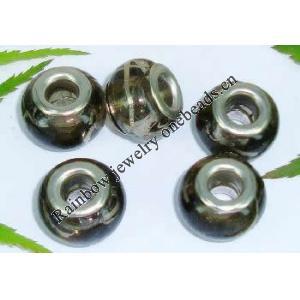 Handmade European Style Lampwork Beads With Silver Color Copper Core, 10x14mm Hole:5mm, Sold by PC