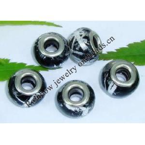 Handmade European Style Lampwork Beads With Silver Color Copper Core, 10x14mm Hole:5mm, Sold by PC