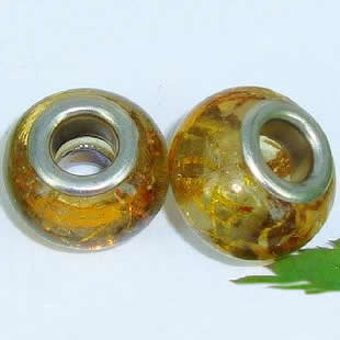 Handmade European Style Lampwork Beads With Silver Color Copper Core, 10x14mm Hole:5mm, Sold by PC