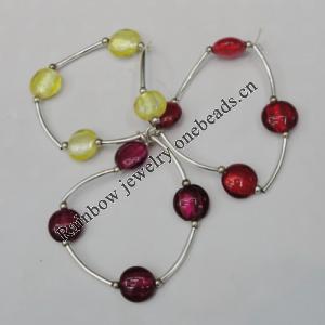 Lampwork Bracelet, 8-Inch, Bead Size:4mm-14mm, Sold by Group
