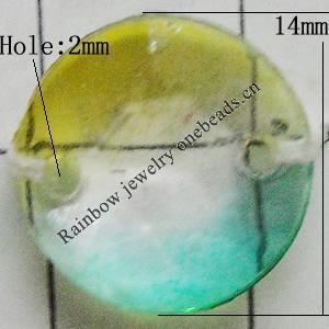 Dichroic Plastic Connectors, Flat Round 14mm Hole:2mm, Sold by Bag