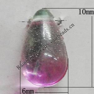 Dichroic Plastic Pendants, Teardrop 10x6mm Hole:1mm, Sold by Bag