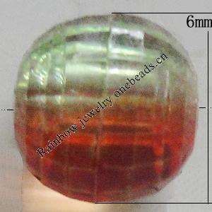 Dichroic Plastic Beads, Faceted Round 6mm Hole:1mm, Sold by Bag