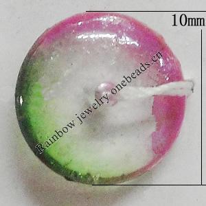 Dichroic Plastic Beads, Flat Round 10mm Hole:1mm, Sold by Bag