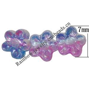 Dichroic Plastic Beads, Flower 7mm Hole:1mm, Sold by Bag