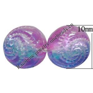 Dichroic Plastic Beads, Round 10mm Hole:2mm, Sold by Bag