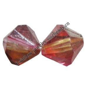 Dichroic Plastic Beads, Faceted Bicone 10x10mm Hole:1mm, Sold by Bag