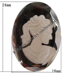 Glass Cabochons, No Hole Headwear & Costume Accessory, 24x18mm, Sold by Bag