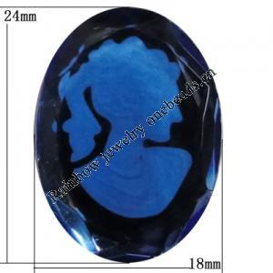 Glass Cabochons, No Hole Headwear & Costume Accessory, 24x18mm, Sold by Bag