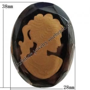 Glass Cabochons, No Hole Headwear & Costume Accessory, 38x28mm, Sold by Bag