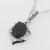 Sterling Silver Pendant/Charm with Sapphire, 19x9mm, Sold by PC
