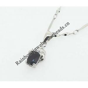 Sterling Silver Pendant/Charm with Sapphire, 16x7.2mm, Sold by PC