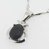 Sterling Silver Pendant/Charm with Sapphire, 15x8.6mm, Sold by PC