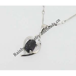Sterling Silver Pendant/Charm with Sapphire, 22x9.5mm, Sold by PC
