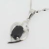 Sterling Silver Pendant/Charm with Sapphire, 22x9.5mm, Sold by PC