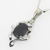 Sterling Silver Pendant/Charm with Sapphire, 22x10mm, Sold by PC