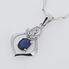 Sterling Silver Pendant/Charm with Sapphire, 20x11mm, Sold by PC