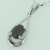 Sterling Silver Pendant/Charm with Sapphire, 19x8mm, Sold by PC