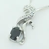 Sterling Silver Pendant/Charm with Sapphire, 17x7mm, Sold by PC