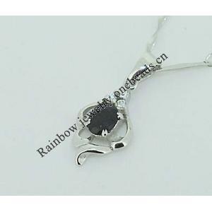 Sterling Silver Pendant/Charm with Sapphire, 16x9mm, Sold by PC