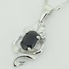Sterling Silver Pendant/Charm with Sapphire, 18x10mm, Sold by PC