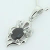 Sterling Silver Pendant/Charm with Sapphire, 17x8mm, Sold by PC