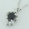 Sterling Silver Pendant/Charm with Sapphire, 12.5x7mm, Sold by PC