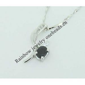 Sterling Silver Pendant/Charm with Sapphire, 18x10.5mm, Sold by PC
